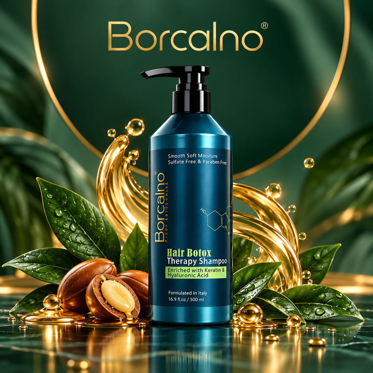 Borcalno Hair Botox Therapy Shampoo | Keratin and Hyaluronic Acid Shampoo – 500ml